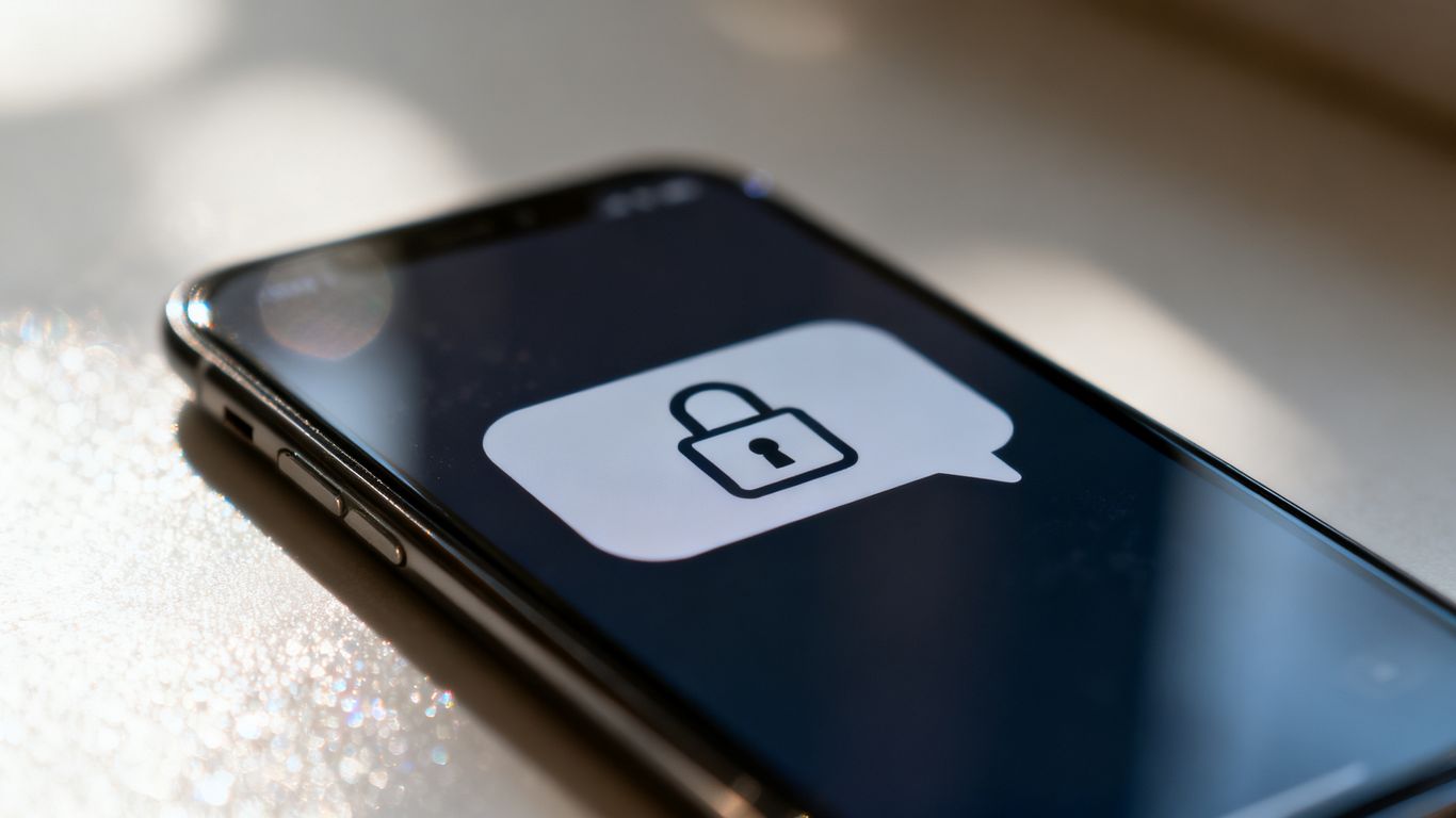 Smartphone mit Schloss-Symbol über einer Nachricht