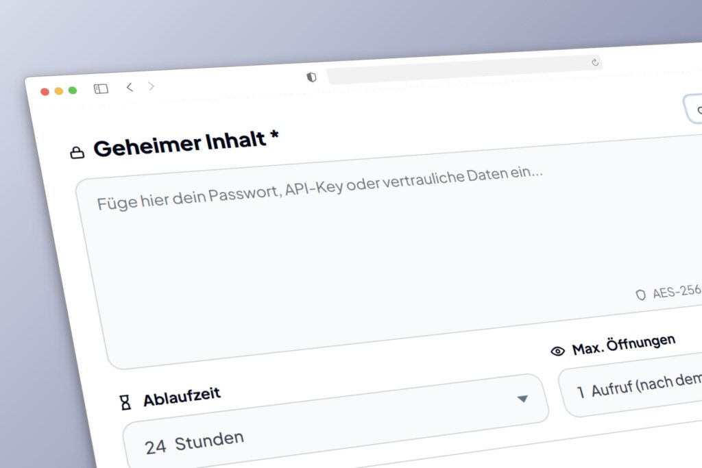 Passwort sicher versenden oder sensible Daten eingeben und sicheren Link erstellen