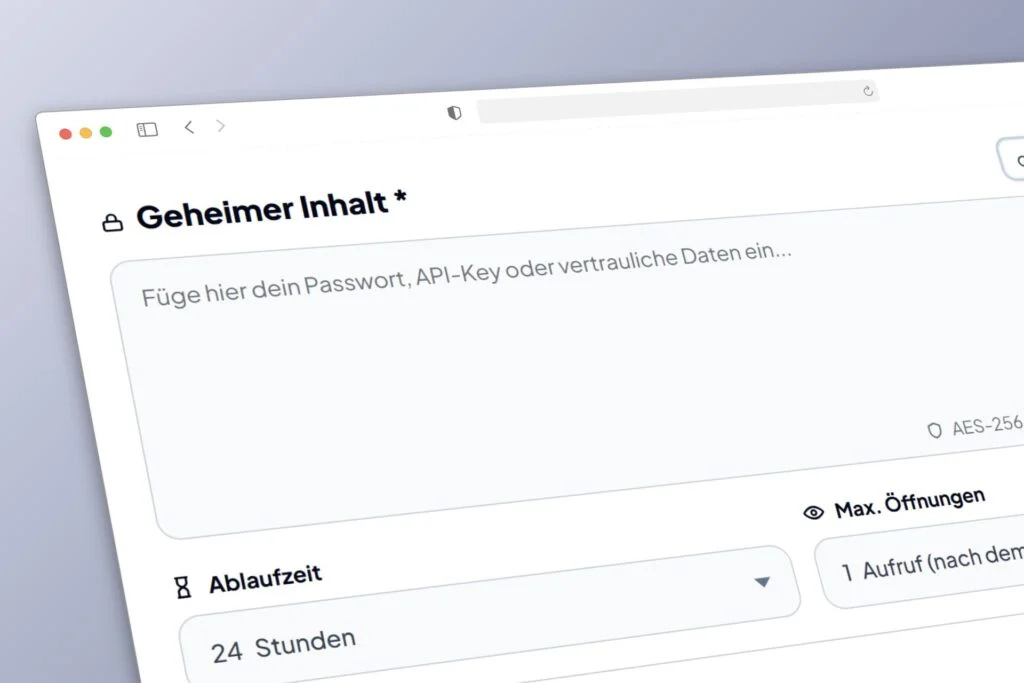 Passwort sicher versenden oder sensible Daten eingeben und sicheren Link erstellen
