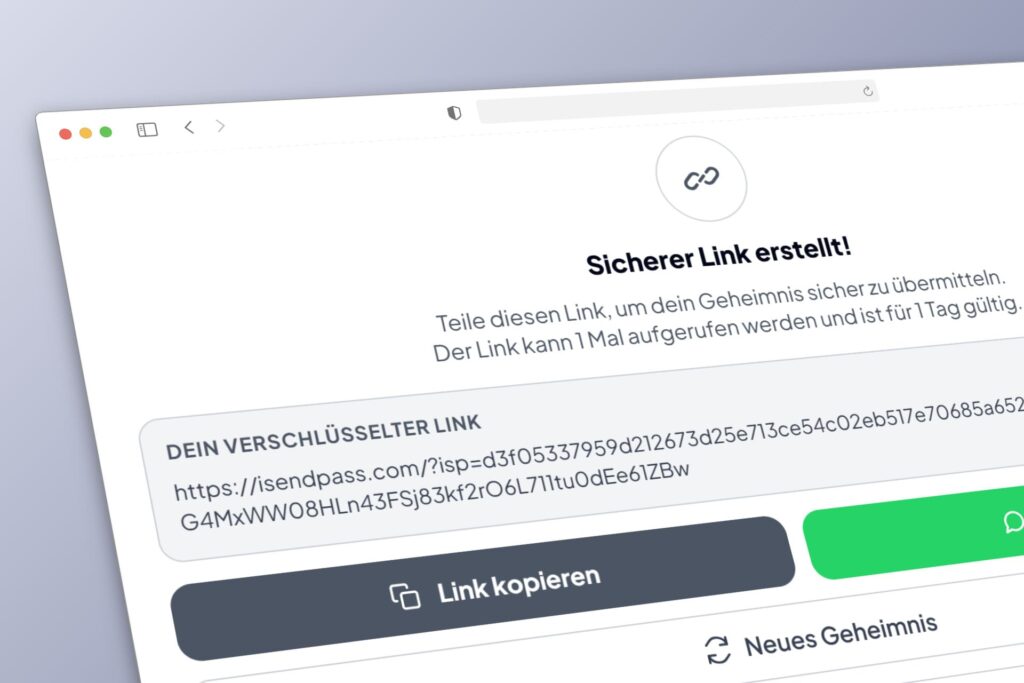 passwort sicher versenden link erstellen isendpass